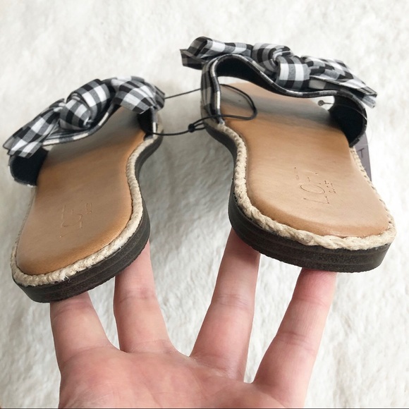SOLD LOFT Outlet | Gingham Bow Slide Sandals *NWT* - Picture 7 of 11